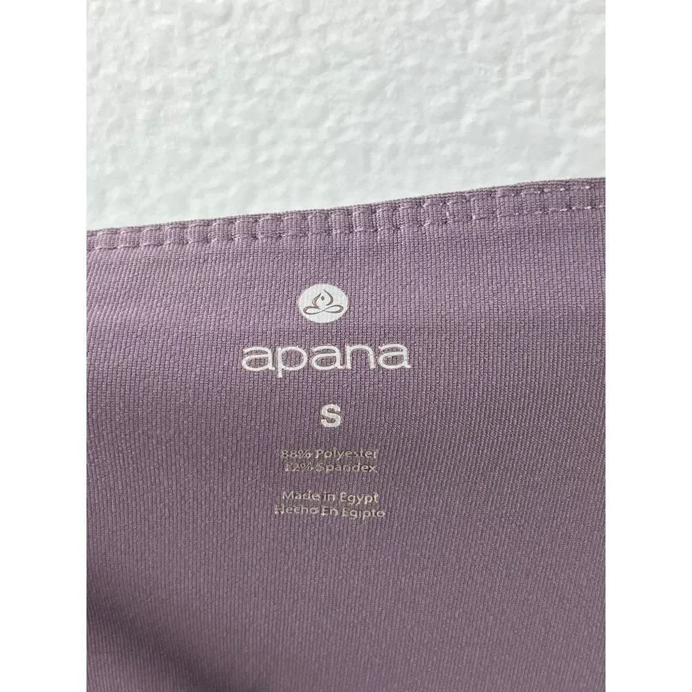 Apana Mesh Mid-Rise Cropped Leggings Size Small Purple Stretch Athletic Yoga